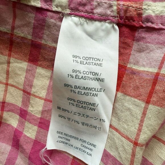 J.Crew Pink Plaid Gauze Button-Down Shirt | Size 10 💖 Lightweight & perfect for - Picture 9 of 9